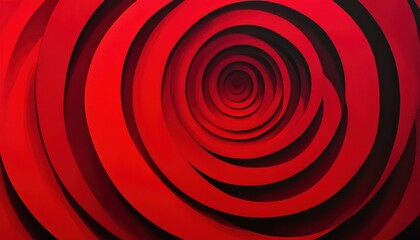 Fototapete - Abstract Red Concentric Circles Forming a Tunnel Visual Effect with Depth and Gradient