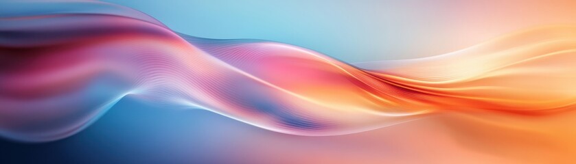 Poster - Abstract Wavy Background with Dynamic Light Effect in Blue Orange and Purple Colors Creates a Modern Design with Flowing Lines and Smooth Gradient Texture