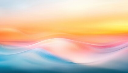Poster - Abstract Wavy Background with Gradient of Blue Orange and Yellow Colors Modern Art Design Template with Smooth Surface and Colorful Decorative Elements Dynamic and Futuristic Style