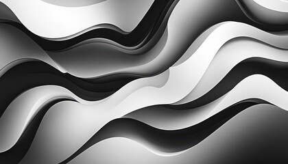 Poster - Abstract Wavy Layers Background in Shades of Gray Elegant Texture Design with Flowing Lines and Smooth Surfaces