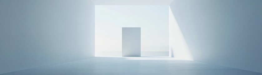 Poster - Abstract White Minimalist Interior with Geometric Shapes in Modern Architecture Design Showing Bright Light And Clean Contemporary Space