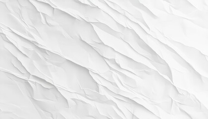 Poster - Abstract White Paper Texture Background with Crumpled Sheet Design and Rough Surface Wrinkles Patterned Monochrome Backdrop for Creative Arts and Crafts Element Close Up