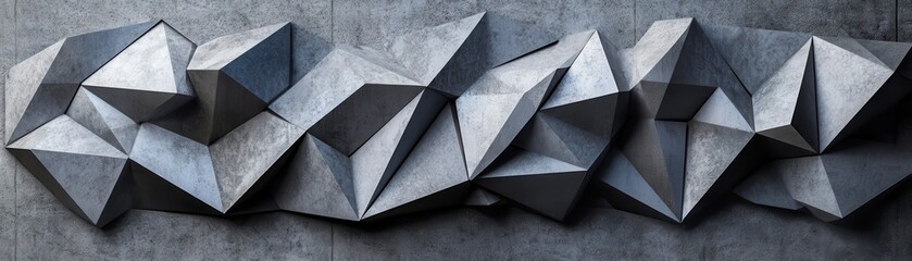 Fototapete - Angular Faceted Stone Pattern Gray Architectural Design Featuring Geometric Precision And Structured Surface Details For Modern Aesthetic Background And Decorative Texture
