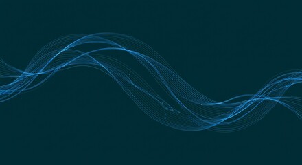 Leinwandbilder - Abstract Blue Wave Lines on Dark Background Flowing Smoothly