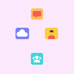 Poster - Digital Interface Elements: A vibrant set of digital icons representing essential functions and user-centric interaction, with a minimalist style for a seamless user experience.