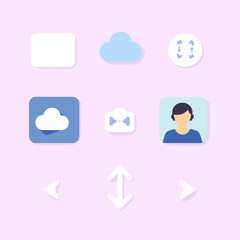 Poster - Digital Interface Icons: A set of sleek, modern icons in a soft color palette, illustrating common digital interface functions and elements for user-friendly design.