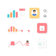 Poster - Infographics and Charts for UI/UX Design: Vibrant icons and visual elements designed for modern interface, showcasing data presentation and user interface.