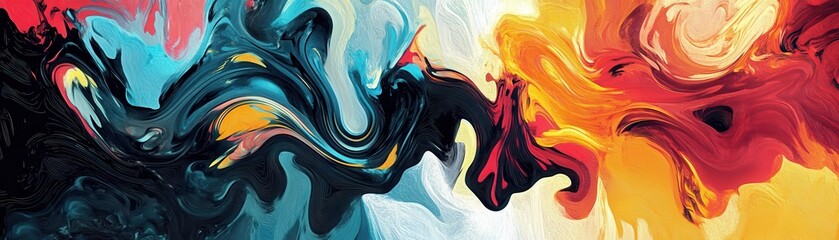 Poster - Dynamic Abstract Background Featuring Swirling Blue and Orange Hues with Intricate Fluid Textures in a Contemporary Artistic Style Perfect for Modern Design