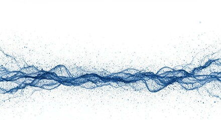Leinwandbilder - Abstract Blue Wavy Lines with Particles on White Background