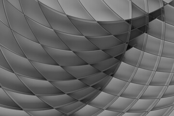 Poster - contemporary minimalist abstract background, pattern - thin grey curved stripes, grid on light grey 