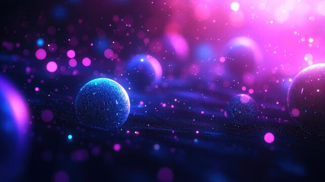Neon blue and purple lights create an electrifying backdrop for a disco theme, while a soft bokeh effect adds a dreamy
