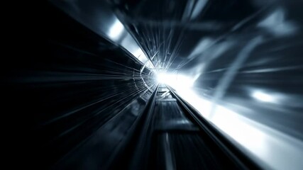 Leinwandbilder - Dynamic abstract motion depicting light streaks and dark lines in a fast-paced journey through a tunnel