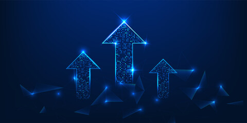 Poster - Upward arrow with the technology element represents the growth of modern business driven by digital innovation and intelligent systems to continuously increase efficiency and create economic