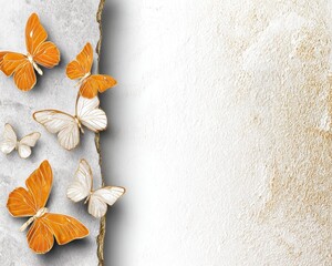 Poster - Stunning Butterfly Metamorphosis in a Double Exposure Style with a Unique Side Port Design on a Textured Background