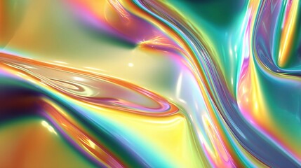Poster - Fluid Holographic Background with Reflective Rainbow Colors