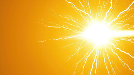 Poster - Bright Yellow Background with Radiating Light Beams and Dynamic Energy Effects