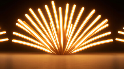 Poster - Vibrant Abstract Light Rays Creating Dynamic Wave Pattern on Dark Background