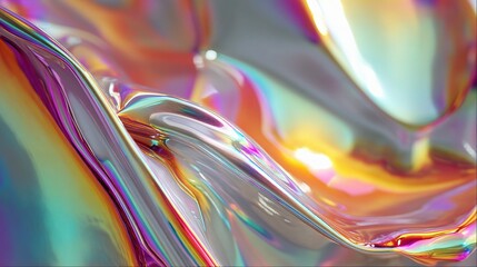 Poster - Fluid Holographic Background with Reflective Rainbow Colors