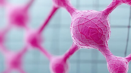 Poster - Close-up View of Pink Molecular Structure with Intricate Geometric Patterns and Textures