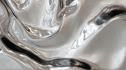 Poster - mesmerizing silver reflective texture with ripples and shimmering effect