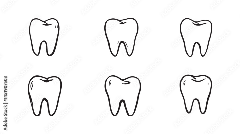 tooth line art black and white dental sketch illustration drawing Stock ...