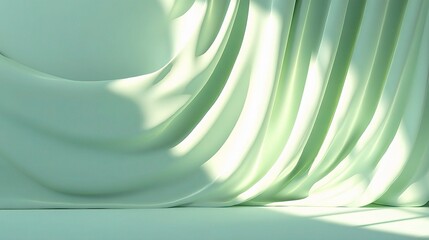 Poster - Soft Green Abstract Background with Gentle Sunlight Highlights in 3D