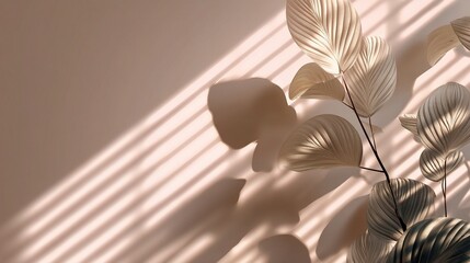 Poster - soft minimal beige abstract background with gentle shadows