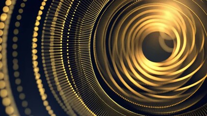 Poster - Intricate Abstract Golden Spiral Design with Circular Patterns Mesmerizing Visual Effect and Details Evoking Depth and Elegance in Swirling Golden Hues.