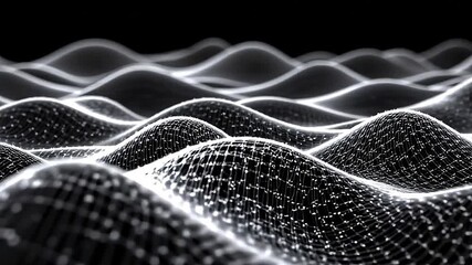Poster - Dynamic waves of light converging in a dark space abstract visual art digital environment high-tech aesthetic conceptual imagery