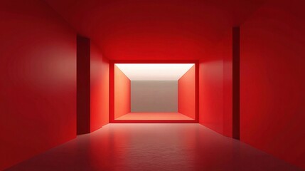 Poster - Minimalist Red Room with Soft Diffused Lighting for Creative Spaces
