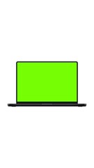 Fototapete - Black Opening Laptop, Animated Mockup, With Green Screen, Isolated on White Background. Vertical Animation For Showcase Your Website Designs