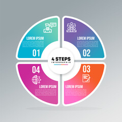 Poster - Circle chart infographic template with 4 options for presentations business. Vector illustration Eps	

