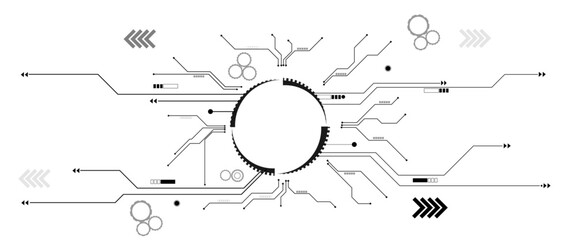 Aufkleber - Abstract futuristic electronic circuit technology white background. Hi tech digital connect, communication, High technology concept.