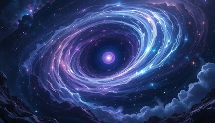 Wall Mural - Luminous Cosmic Vortex Galaxy Swirl
An abstract background of a luminous cosmic vortex swirling with galaxies and stardust in rich blue and black tones, ideal for space-themed wallpapers and futuristi