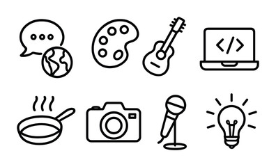 creative hobbies and professions icon set for design and inspiration