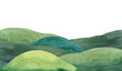 © Olga Listopad - Watercolor green hills landscape illustration for kids