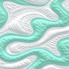 Leinwandbilder - Abstract background with swirling patterns in shades of white and aquamarine. The texture is three dimensional, resembling soft, undulating forms. The color palette is cool and calming, creating a