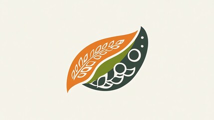 Poster - Stylized illustration of a leaf divided into two sections, one orange and one dark green, each featuring different organic patterns. The image is set against a light beige background. The style is