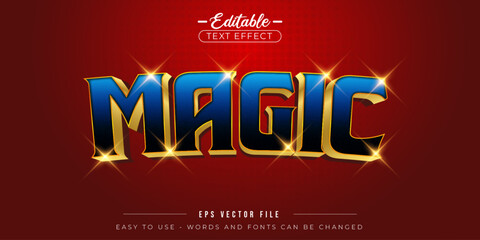 Poster - Neon blue magic text, editable text effect.
