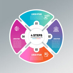 Poster - Circle chart infographic template with 4 options for presentations business. Vector illustration Eps