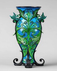 Poster - Unique vase featuring a striking green and blue design perfect for adding color to any setting