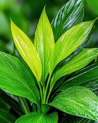 Poster - Close-up of a fresh green leaf enhanced with water droplets reflecting natural beauty and purity