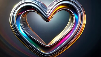 Poster - Explore the vibrant dance of colors in a modern heart-shaped sculpture glowing in an artistic setting Generative AI