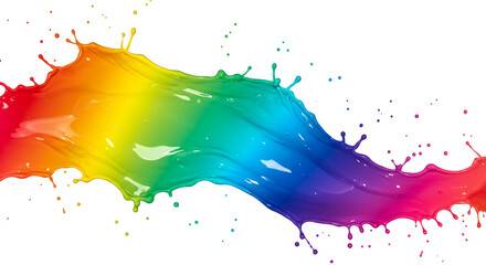 vibrant rainbow watercolor splashes of paint create an artistic and colorful splatter design on a wh