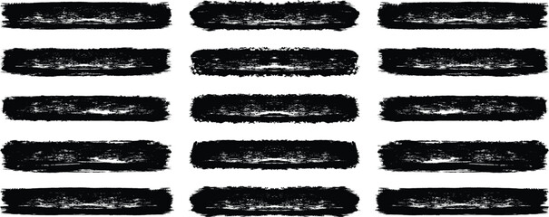 Poster - Straight line vector brush strokes. Grunge Brush Strokes Set. Black hand drawn stripes, smears, rough grunge thick paint line texture. Painted chalk brushes. Ink brush strokes. Vector illustration