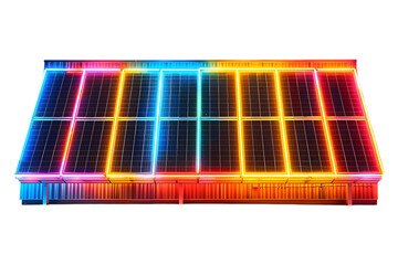 Poster - Neon lit solar panels at night. Clean energy concept.