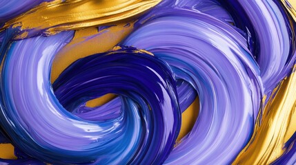 Poster - Abstract high-resolution background, intertwined cobalt blue and electric purple swirls with golden accents, vibrant and dynamic movement