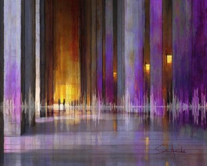 Poster - Vibrant Soundscape of Colors and Light with Abstract Musician Outlines in a Double Exposure Conceptual Art Piece