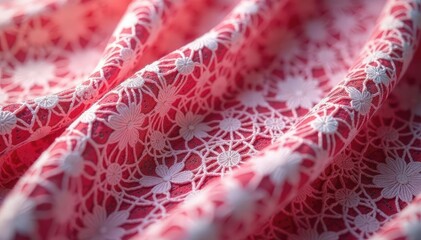 Geometric pattern lace fabric, close-up view showing texture , weave, pattern