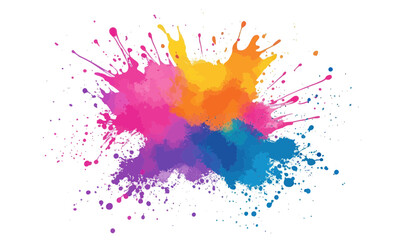 Poster - Vibrant Colorful Ink Splash Paint Splatter Explosion on White Background for Creative Designs